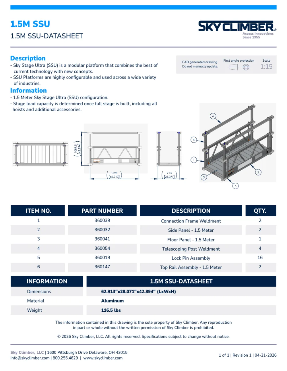 1.5M Sky Stage Ultra 1.5M-SSU datasheet, page 1