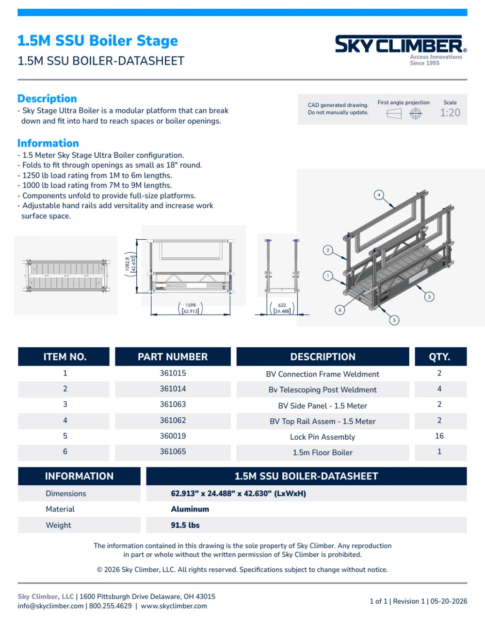 1.5M Sky Stage Ultra Boiler 1.5M-SSU-BOILER datasheet, page 1