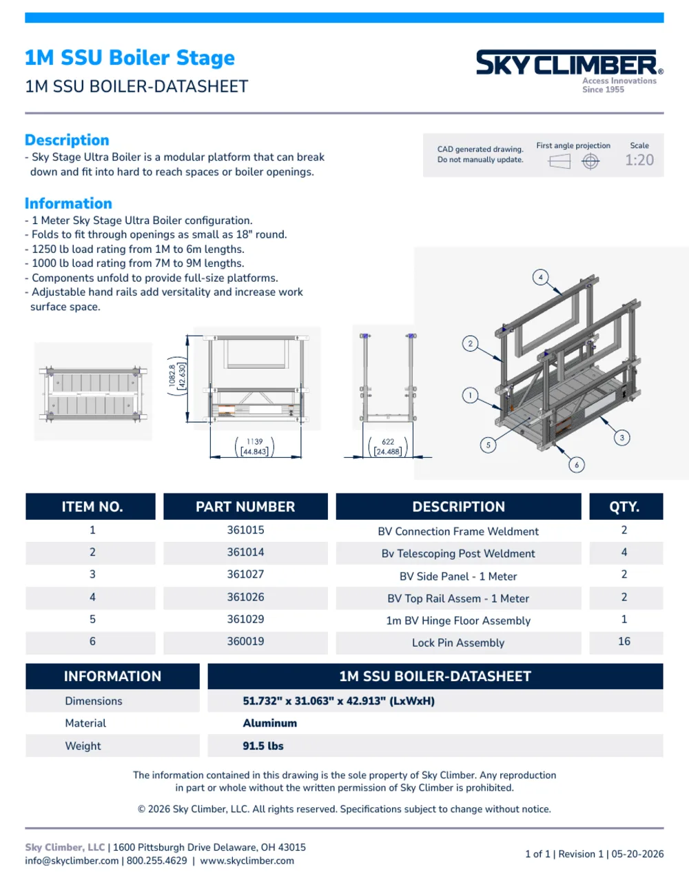 1M Sky Stage Ultra Boiler 1M-SSU-BOILER datasheet, page 1