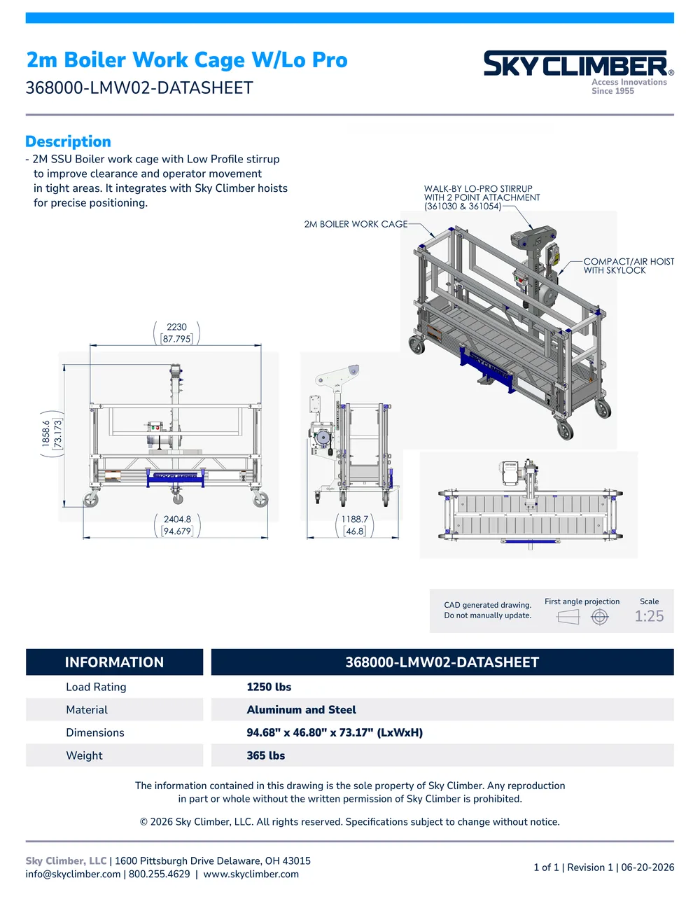 2M SSU Boiler Work Cage with Low Profile Stirrup 368000-LMW02 datasheet, page 1