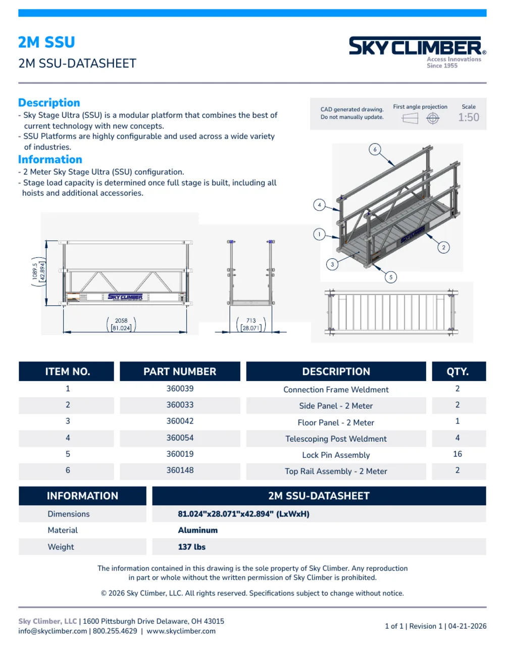 2M Sky Stage Ultra 2M-SSU datasheet, page 1
