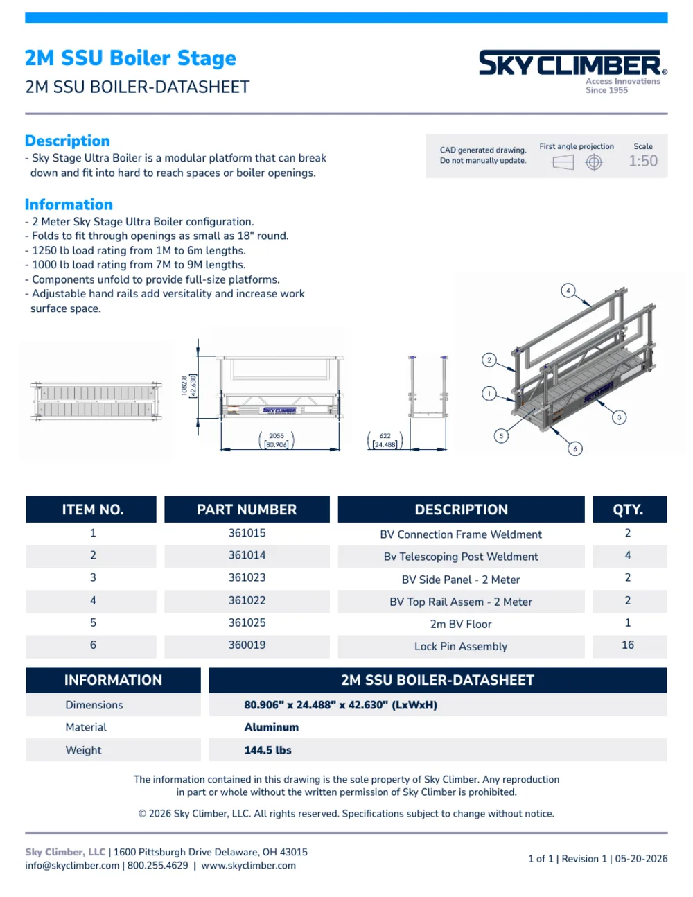 2M Sky Stage Ultra Boiler 2M-SSU-BOILER datasheet, page 1