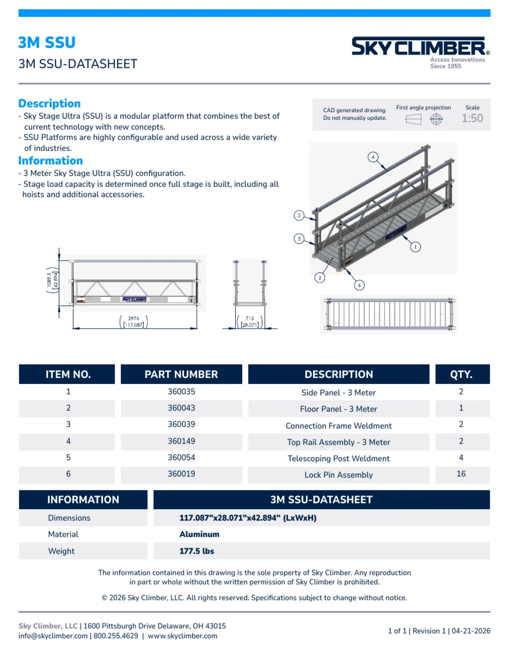 3M Sky Stage Ultra 3M-SSU datasheet, page 1