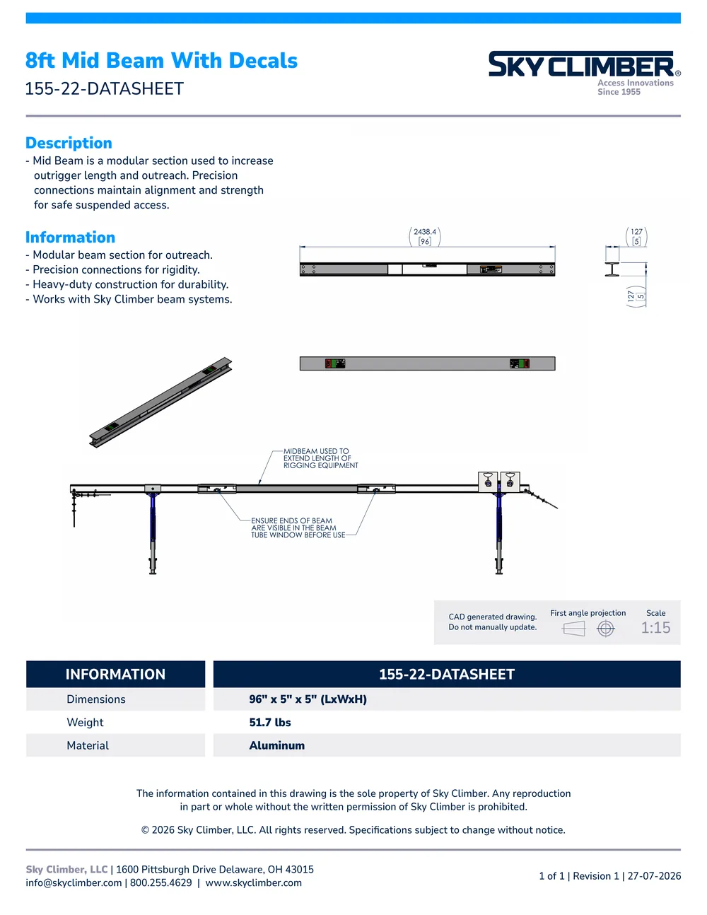 8ft Mid Beam 155-22 datasheet, page 1
