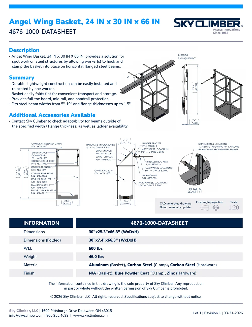 Angel Wing Basket 24x30x66 4676-1000 datasheet, page 1