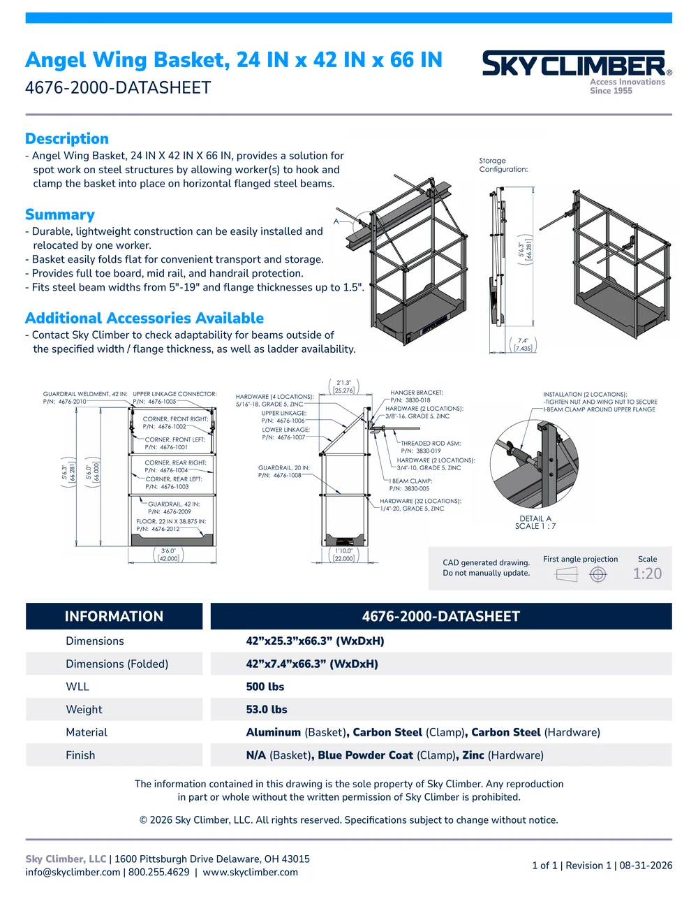 Angel Wing Basket 24x42x66 4676-2000 datasheet, page 1