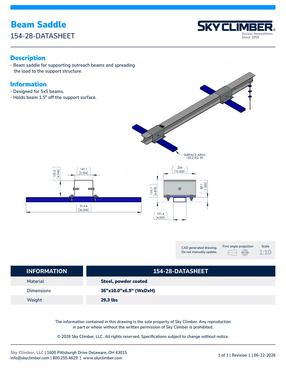 Beam Saddle 154-28 datasheet, page 1