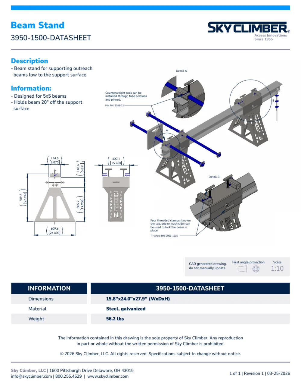 Beam Stand 3950-1500 datasheet, page 1