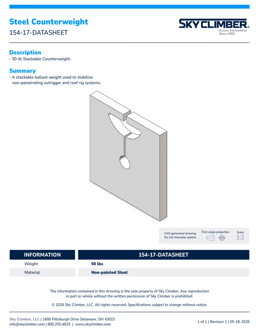 Counterweight 154-17 datasheet, page 1