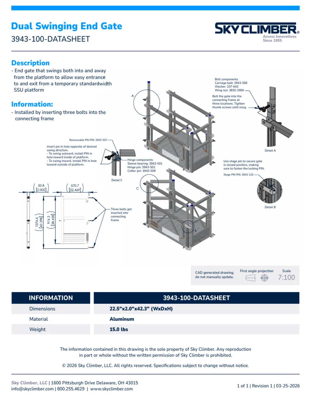 Dual-Swinging End Gate 3943-100 datasheet, page 1