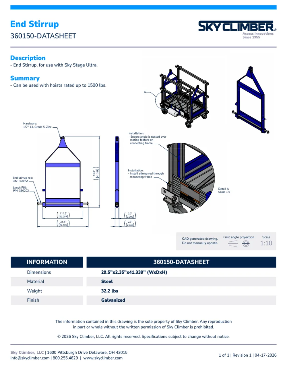 End-Stirrup 360150 datasheet, page 1