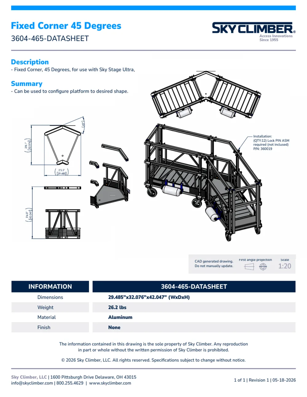 Fixed Corner 45 Deg 3604-465 datasheet, page 1