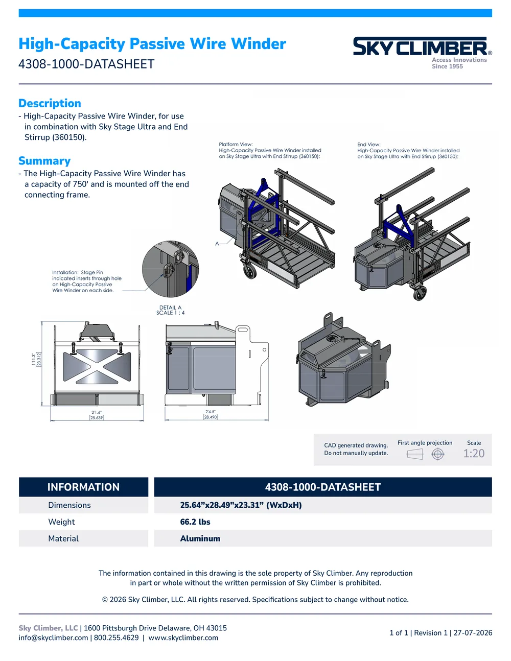 High-Capacity Passive Wire Winder 4308-1000 datasheet, page 1