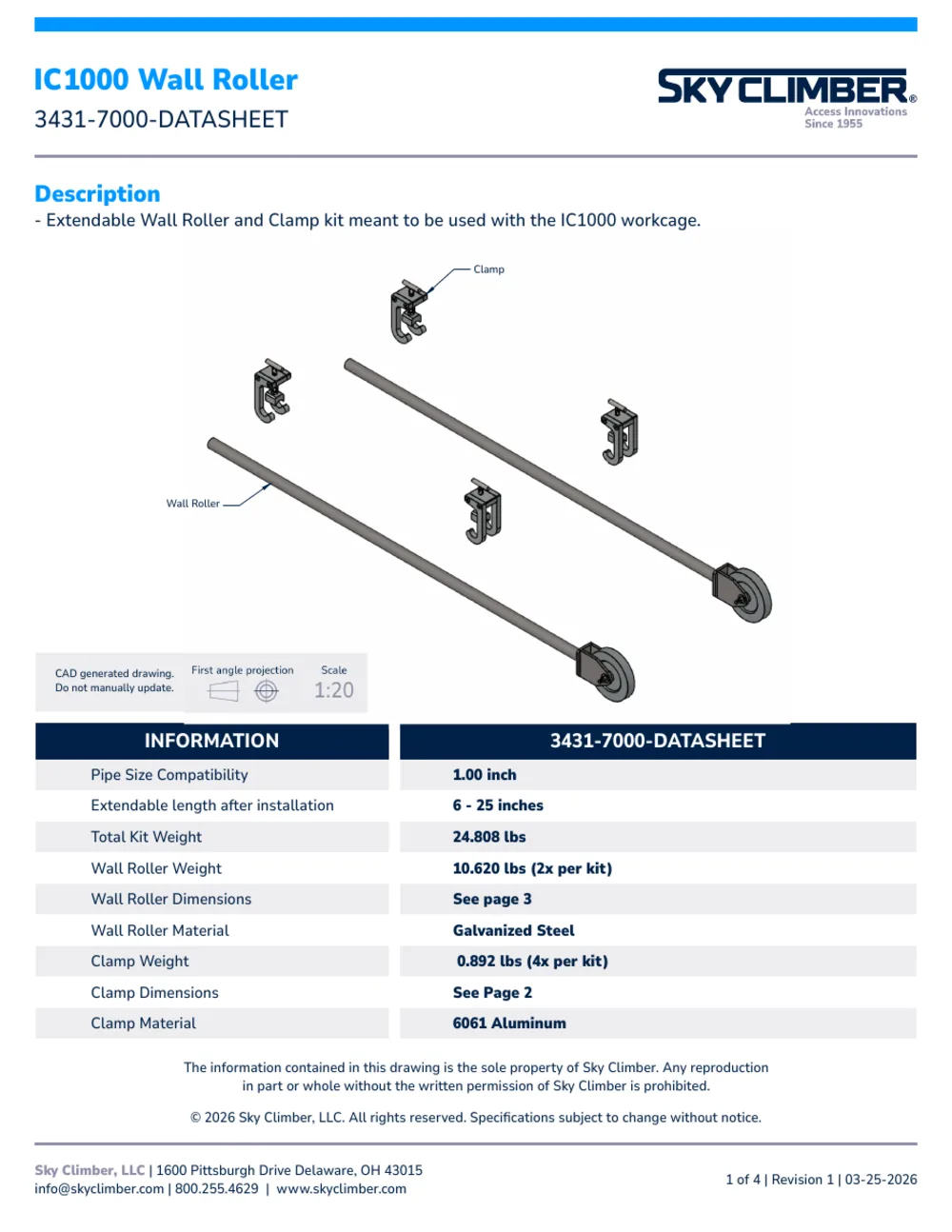 IC1000 Wall Roller 3431-7000 datasheet, page 1