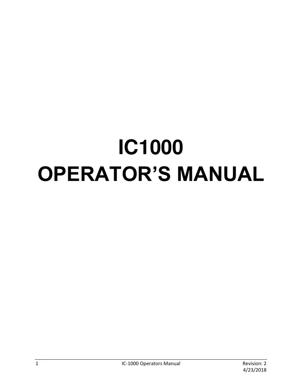IC1000 Work Cage Operator Manual 3431-001, page 1