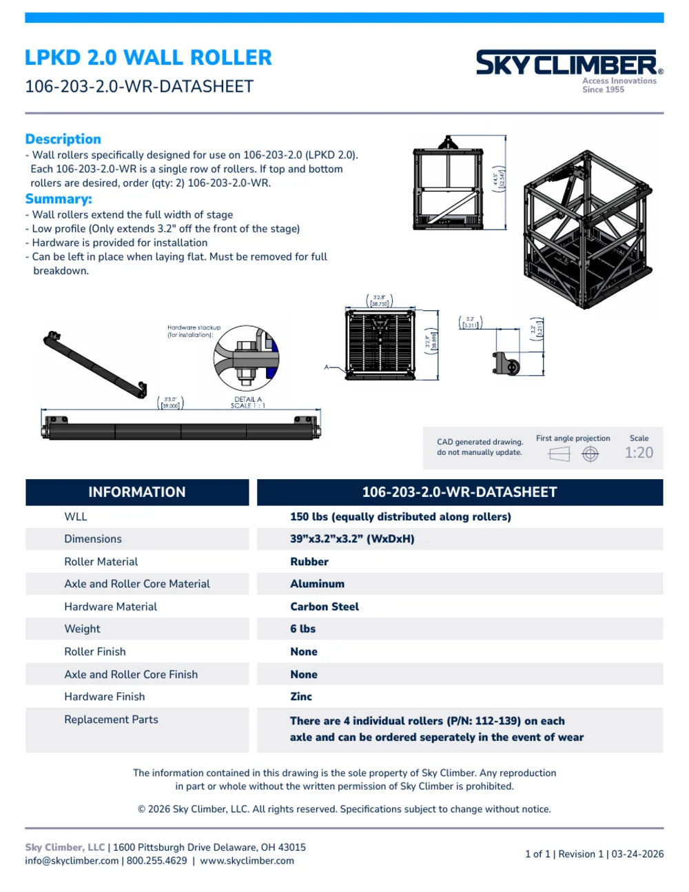 LPKD 2.0 Wall Roller 106-203-2.0-WR datasheet, page 1