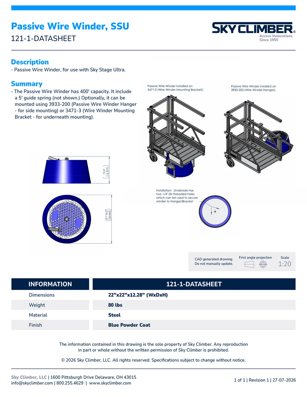 Passive Wire Winder SSU 121-1 datasheet, page 1