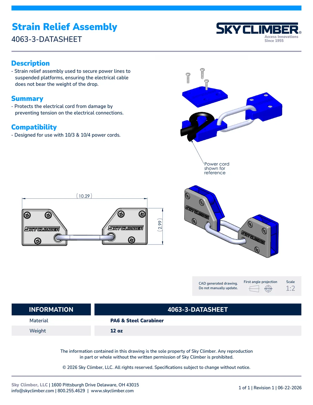 Strain Relief Assembly 4063-3 datasheet, page 1