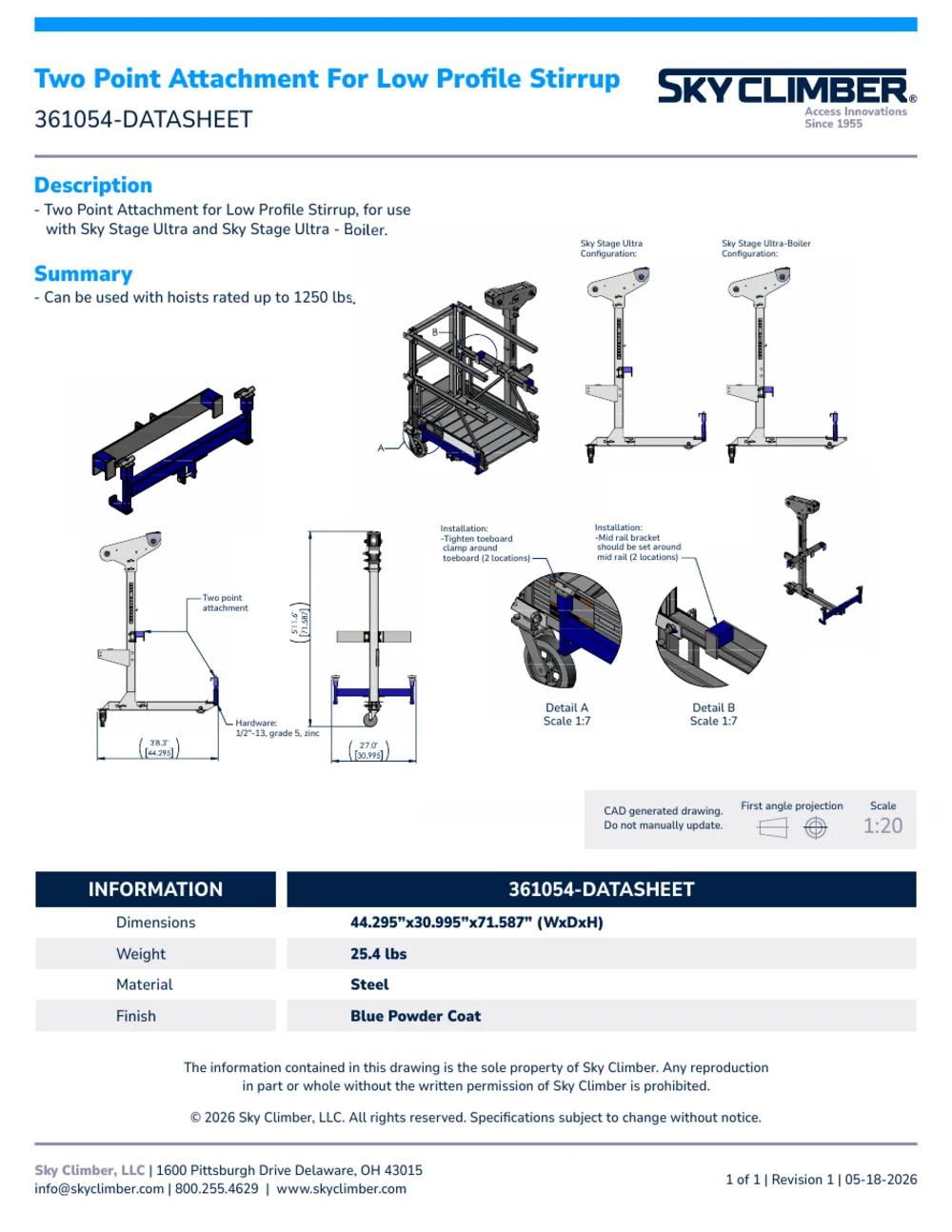 Two-point Attachment Low Pro 361054 datasheet, page 1