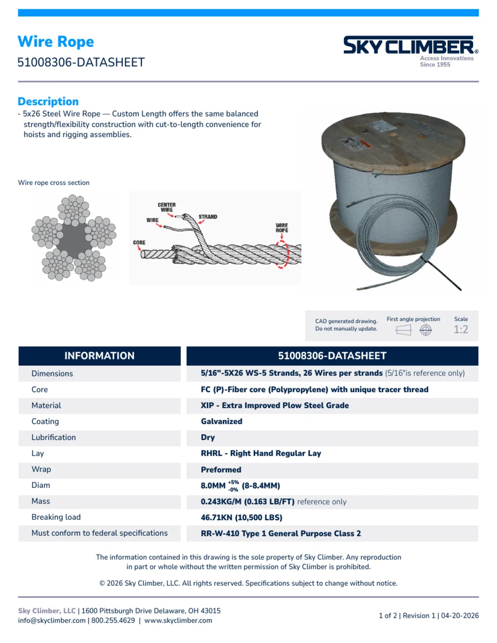 Wire Rope 51008306 datasheet, page 1