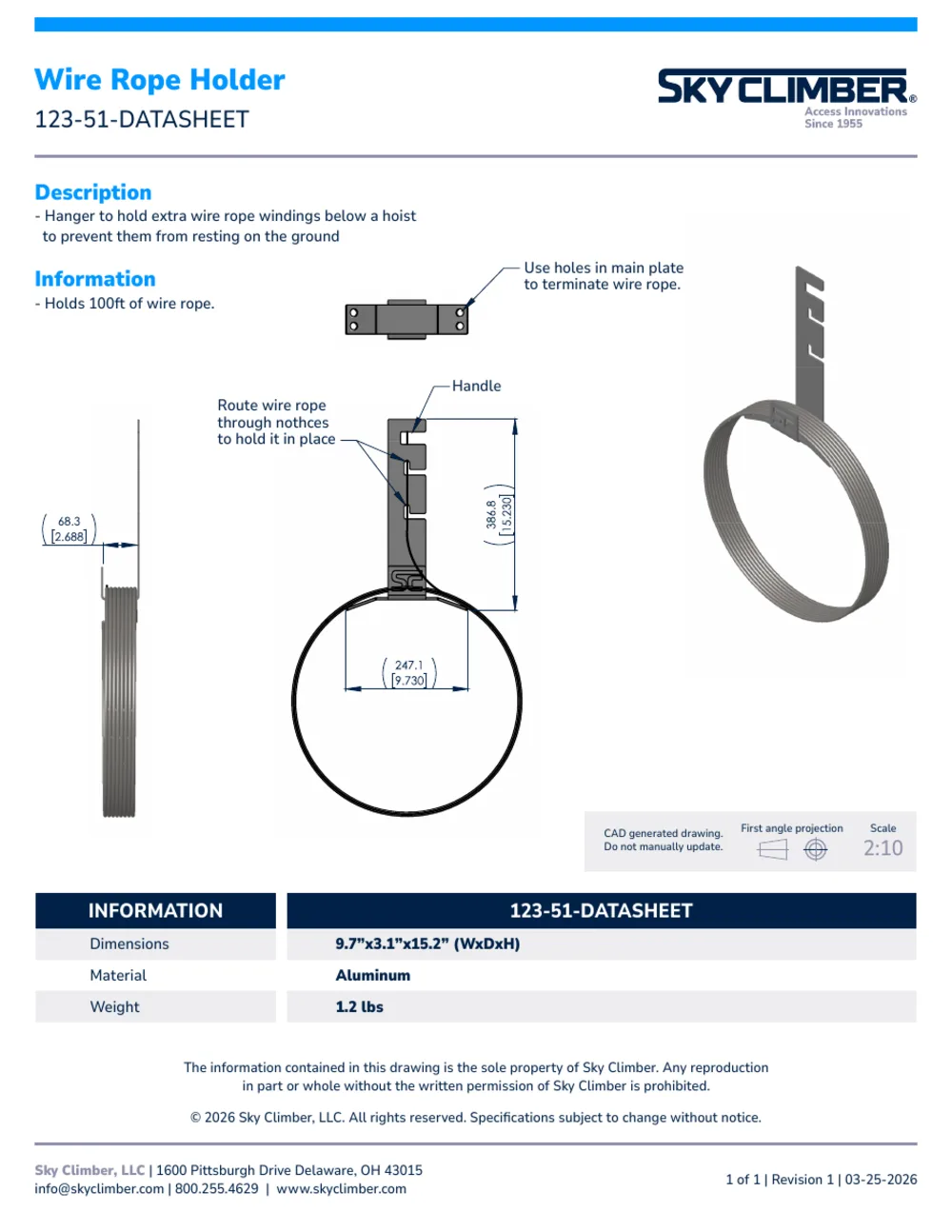 Wire Rope Holder 123-51 datasheet, page 1