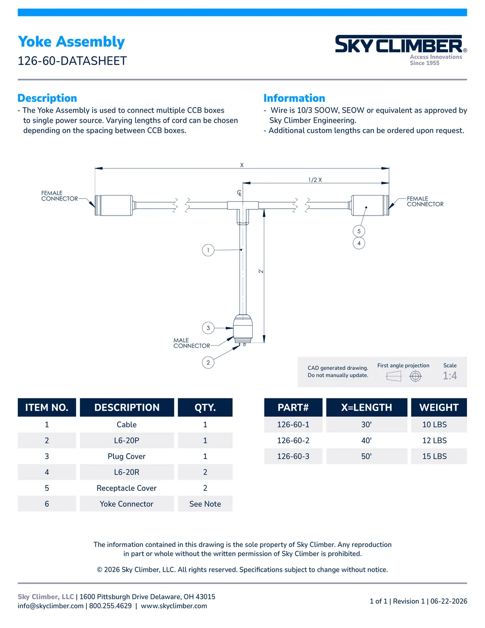 Yoke Assembly 126-60 datasheet, page 1